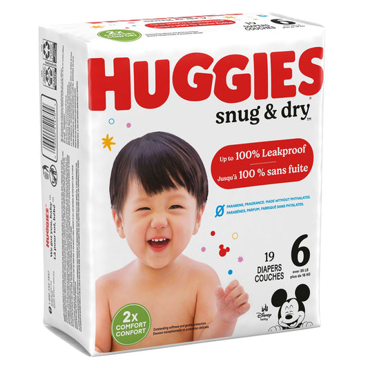 DIAPER, HUGGIES SNUG & DRY JUMBO PK SZ6 (19/PK 4PK/CS)