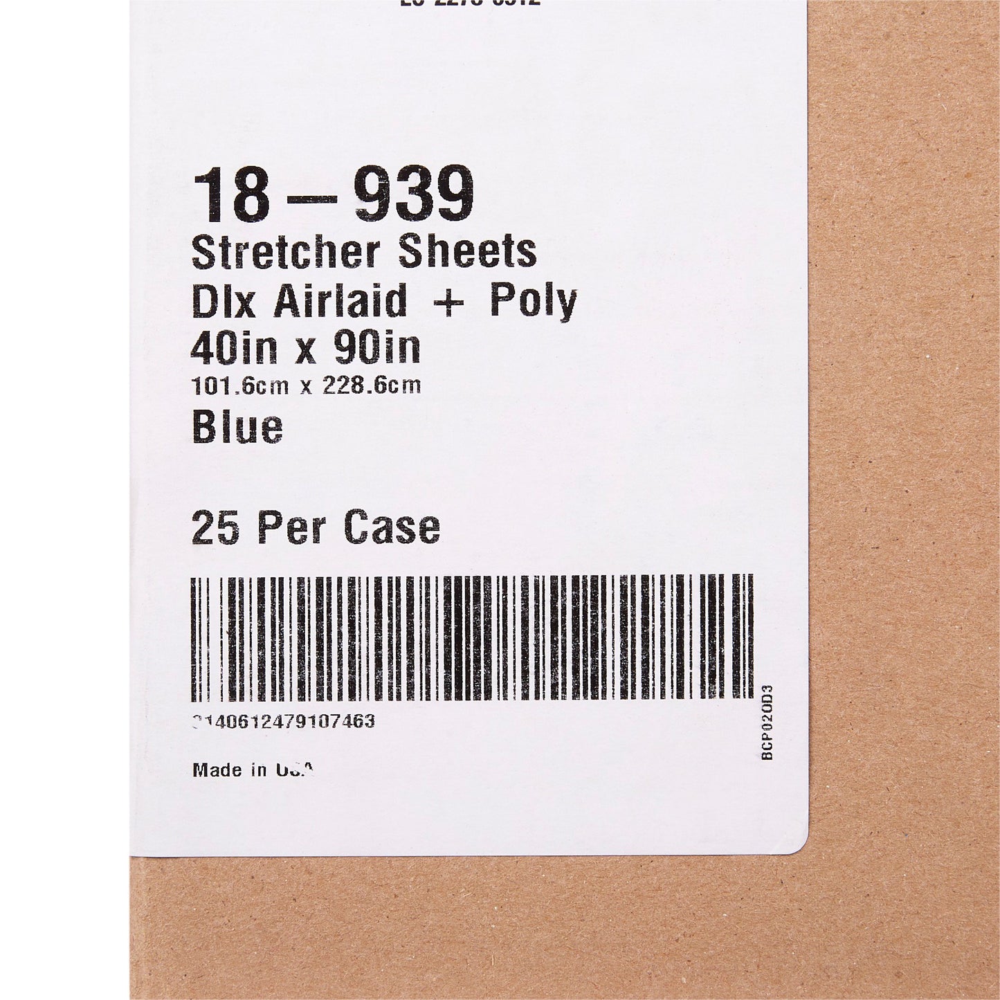 SHEET, STRETCHER AIRLAID/POLY BLU 40X90 (25/CS)