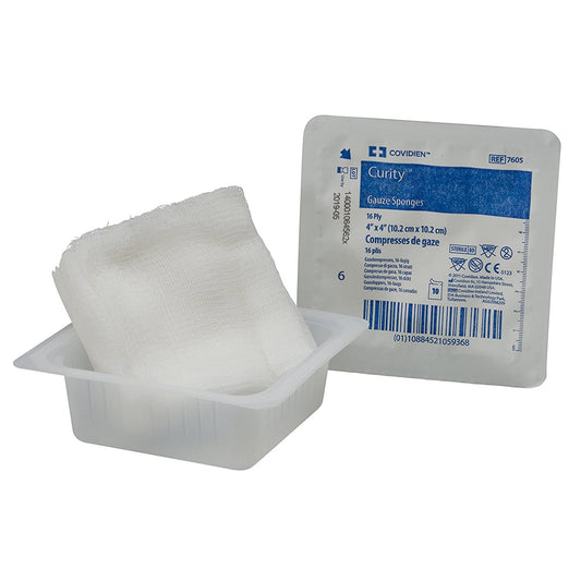 SPONGE, GAUZE 16PLY 4"X4" STR (10/TR 128TR/CS)