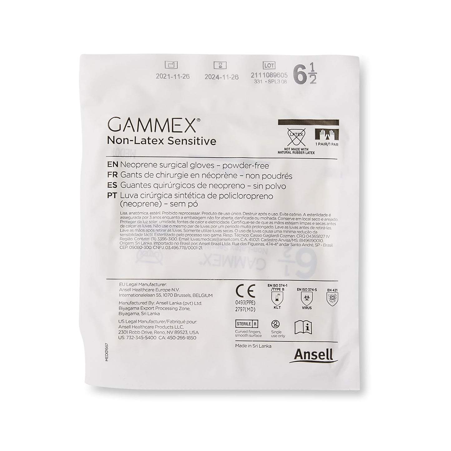 GLOVE, SURG PLYCHPRN 6.5 STR2 SMTH CHEMO (50PR/BX 4BX/CS)