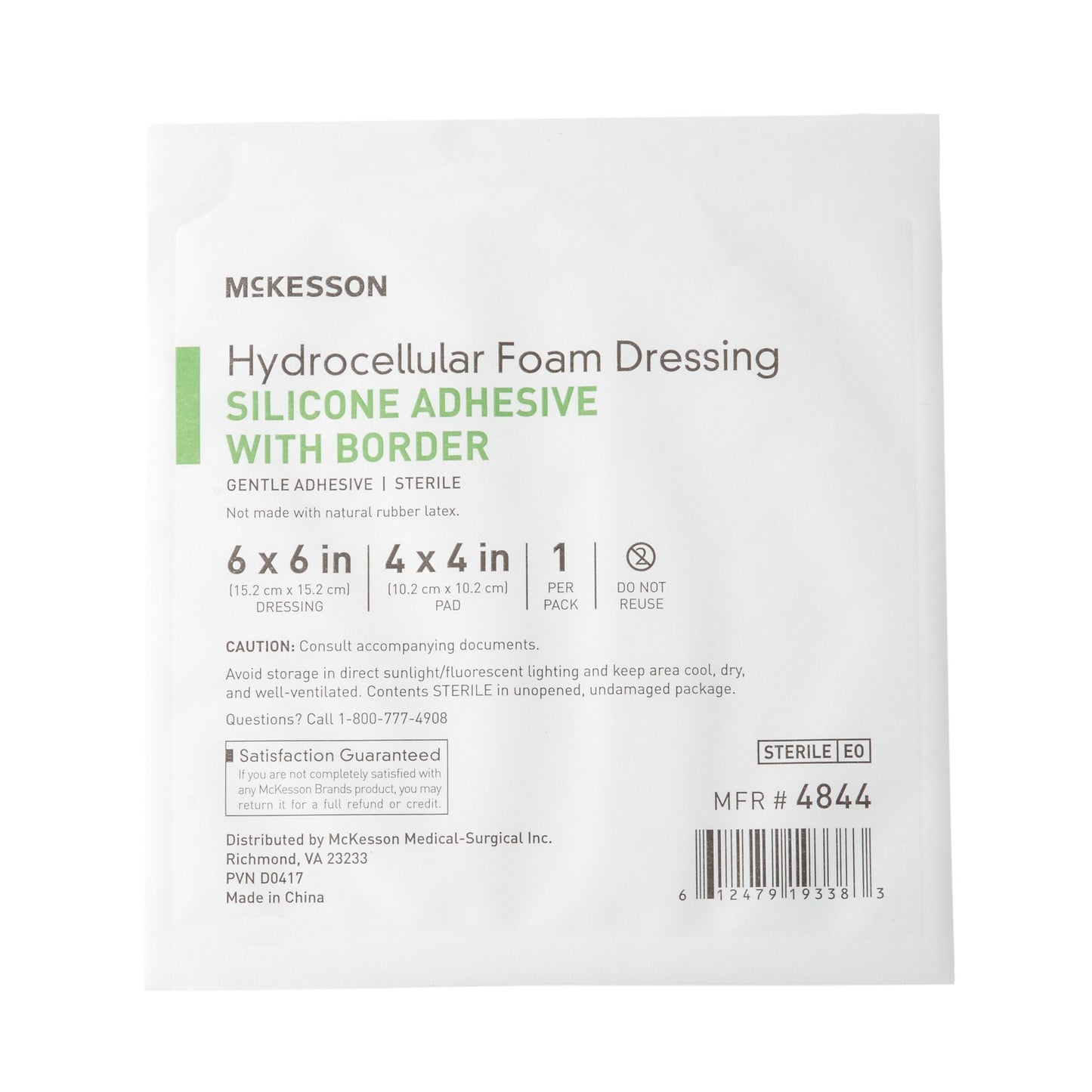 FOAM, ADH SIL W/BORDER 6"X6" (10/BX 20BX/CS)