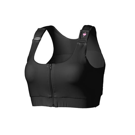 BRA, PST-OP SHIRL W/DBL ZIP FRNT CLSR STRAP BLK SM (36/CS)