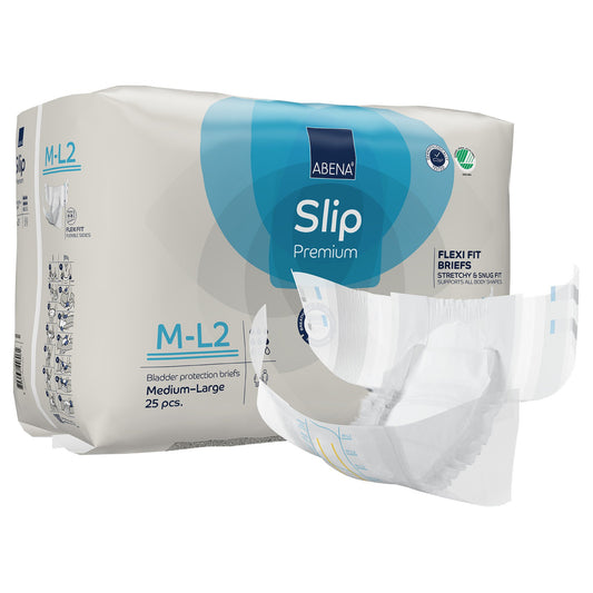 BRIEF, INCONT SLIP FLEX FIT PREM M2-L2 MED/LG (25/PK 4PK/CS)