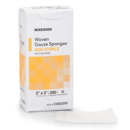 SPONGE, GAUZE 8PLY N/S 3"X3" (200/PK 20PK/CS)