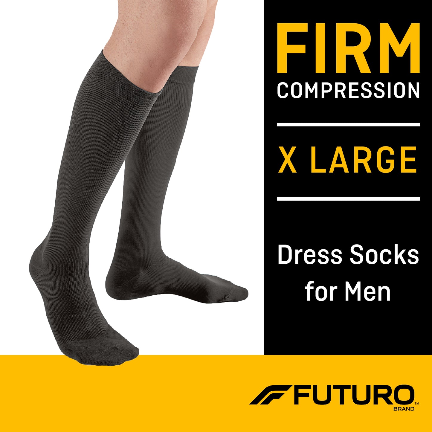 SOCKS, DRESS COMPRSN FUTURO RESTORING BLK MENS XLG (12PR/BX)