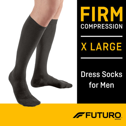 SOCKS, DRESS COMPRSN FUTURO RESTORING BLK MENS XLG (12PR/BX)