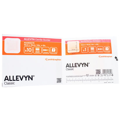 DRESSING, WND ALLEVYN GENTLE BORDER 4X4" (10/BX 10