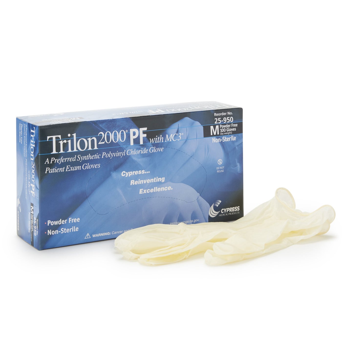 GLOVE, EXAM VNYLSTRCH MED N/S TRILON-2000 (100/BX 10BX/CS)