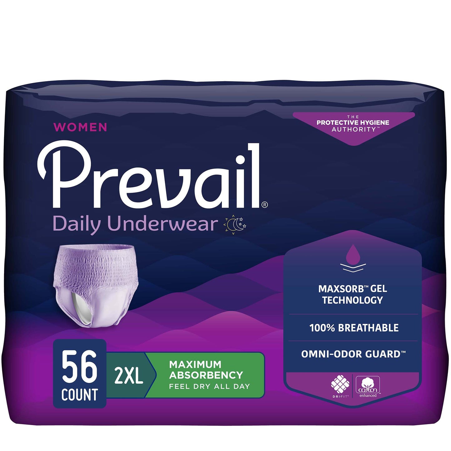 UNDERWEAR, PREVAIL WOMEN 2X-LG64"-80" (14EA/BG 4BG/CS)