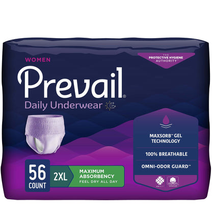 UNDERWEAR, PREVAIL WOMEN 2X-LG64"-80" (14EA/BG 4BG/CS)