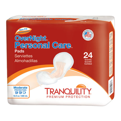 PAD, INCONT TRANQUILITY OVERNT500ML (24/BG 4BG/CS)