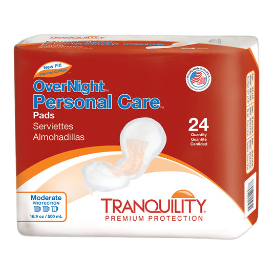 PAD, INCONT TRANQUILITY OVERNT500ML (24/BG 4BG/CS)