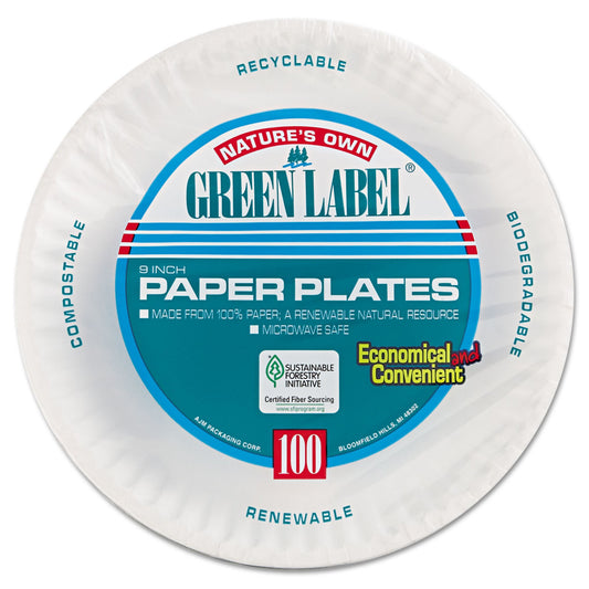 PLATE, PAPER 9" (100/PK 12PK/CS)