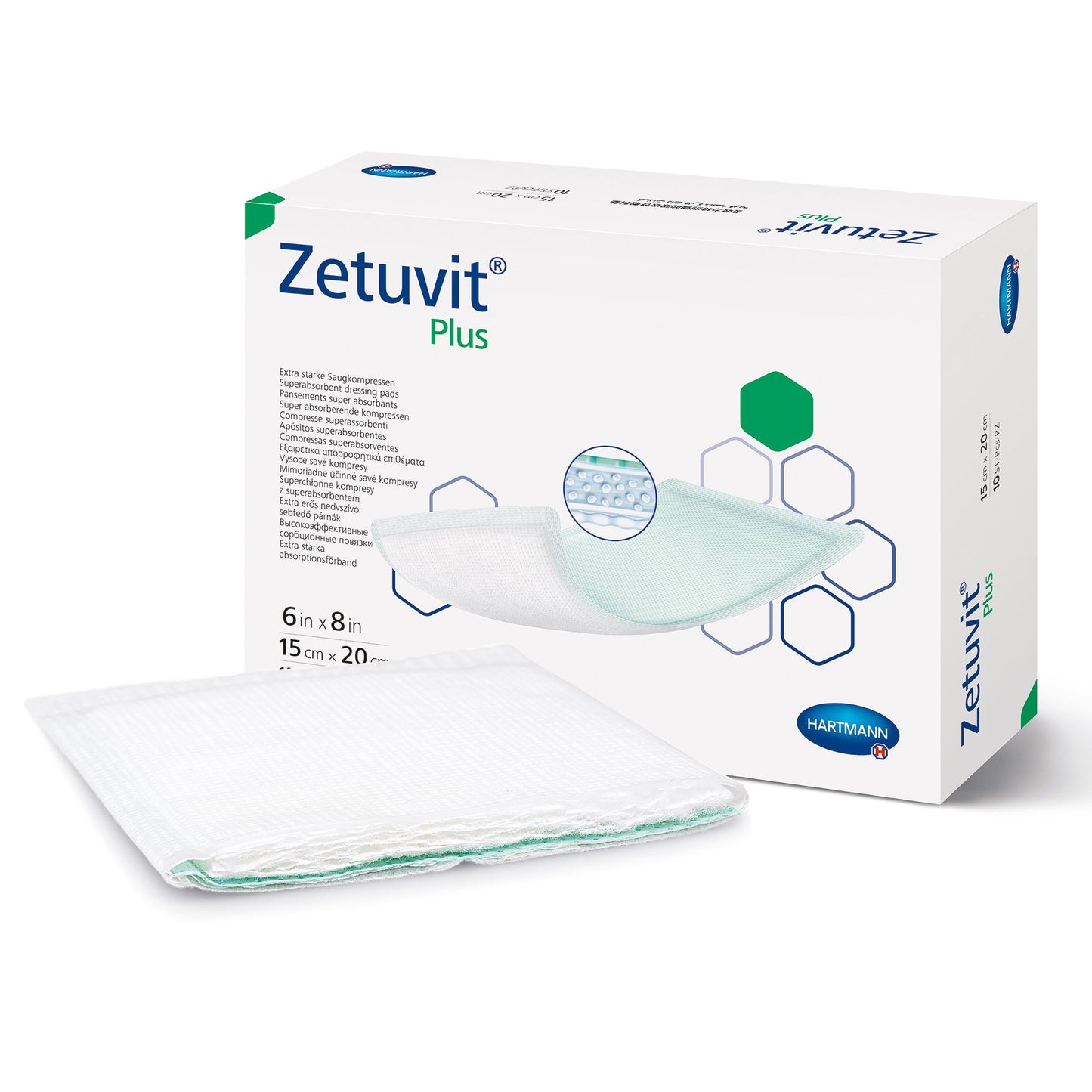 DRESSING, WOUND ZETUVIT PLUS W/SAP 6"X8" (10/BX)