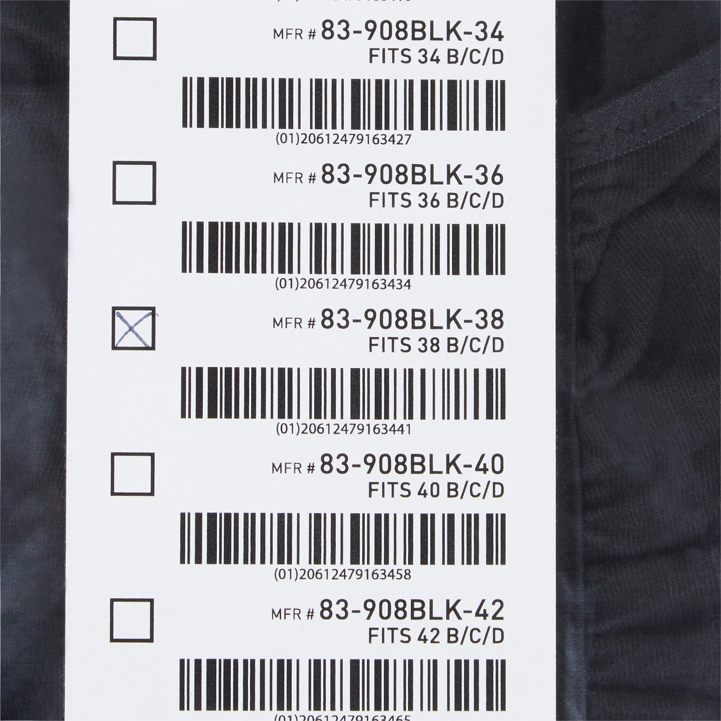 SUPPORT, SURGI-BRA II BREAST COTTON BLK LF 38B/C/D
