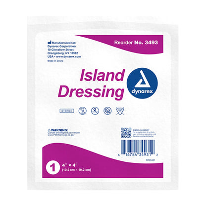 DRESSING, ISLAND STR 4X4" (25/BX 6BX/CS)