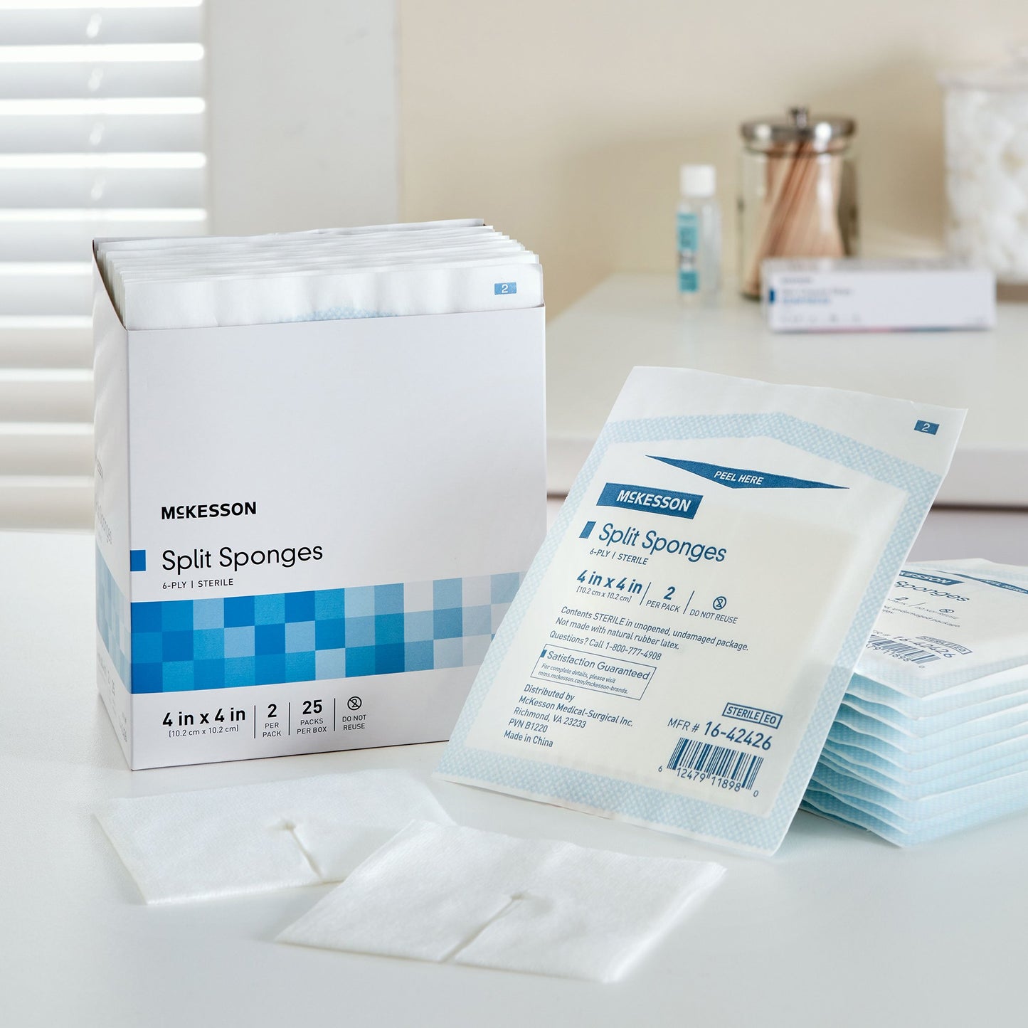 SPONGE, DRN 4"X4" 6PLY STR (2/PK 25PK/BX)