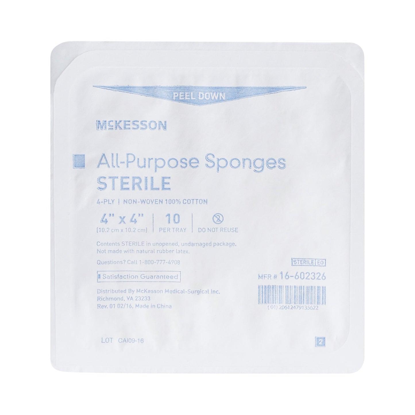SPONGE, UNIV STR 4X4 4PLY LF (10/TR 96TR/CS)