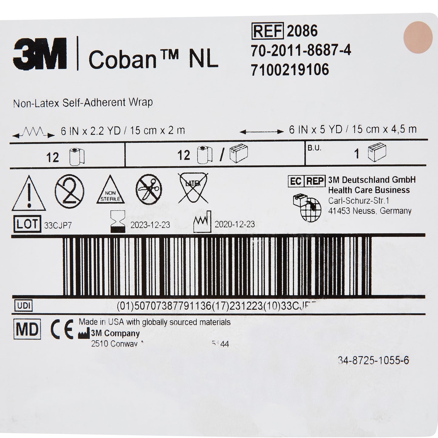 BANDAGE, COBAN LF 6"X5YDS (12RL/CS) 3M