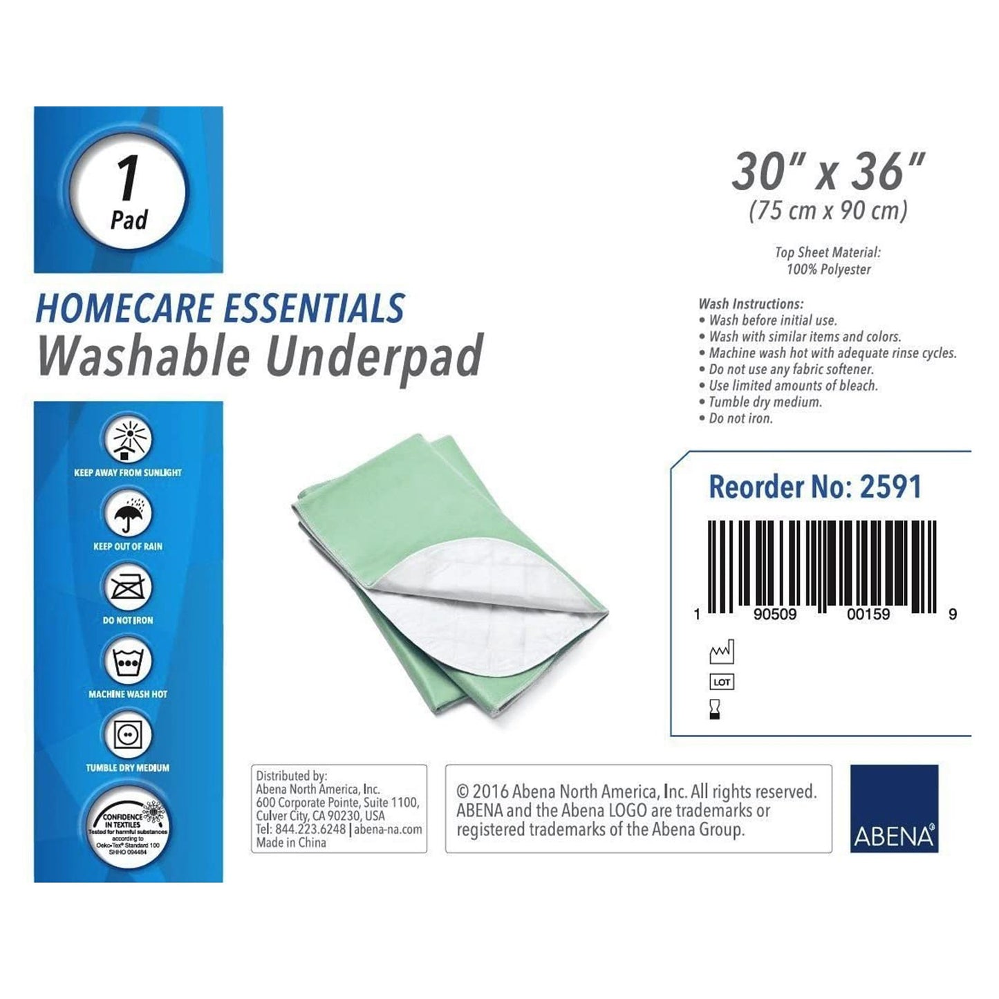 UNDERPAD, WASHABLE 30"X36" (10/CS)