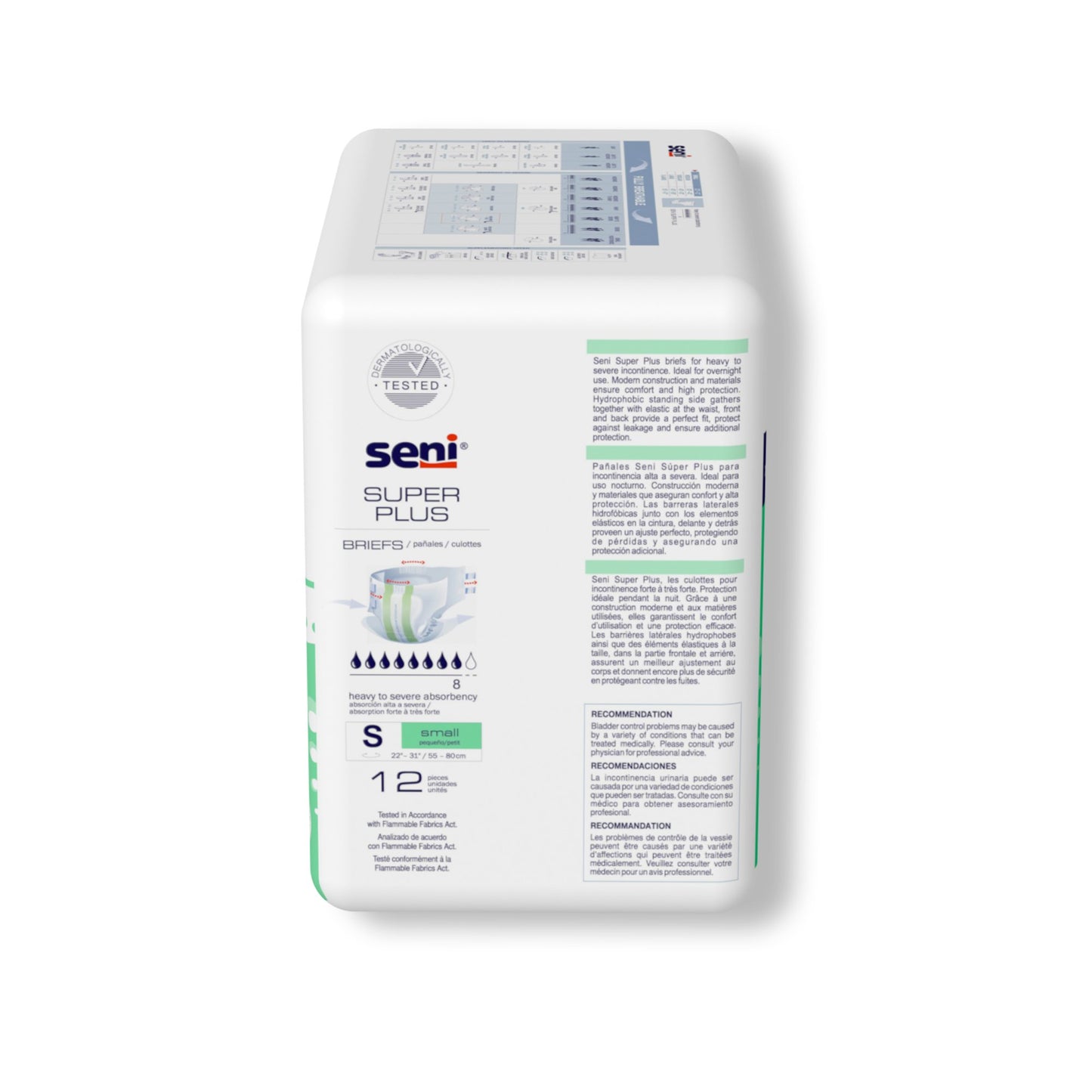BRIEF, INCONT SENI SUPER PLUS SM 22"-31" (12/PK 4PK/CS)