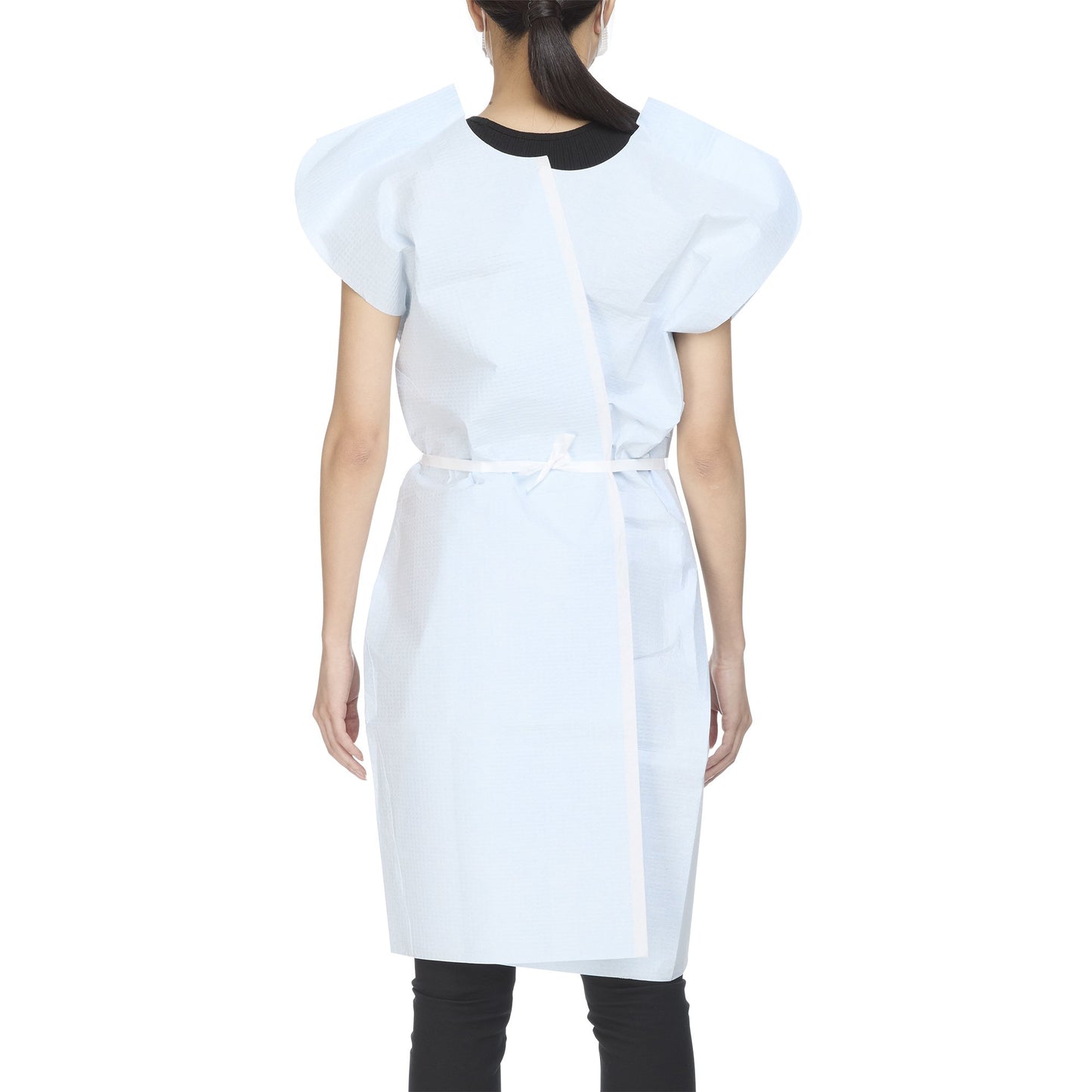 GOWN, EXAM T/P/T F/B OPN BLU 30X42 (50CS)