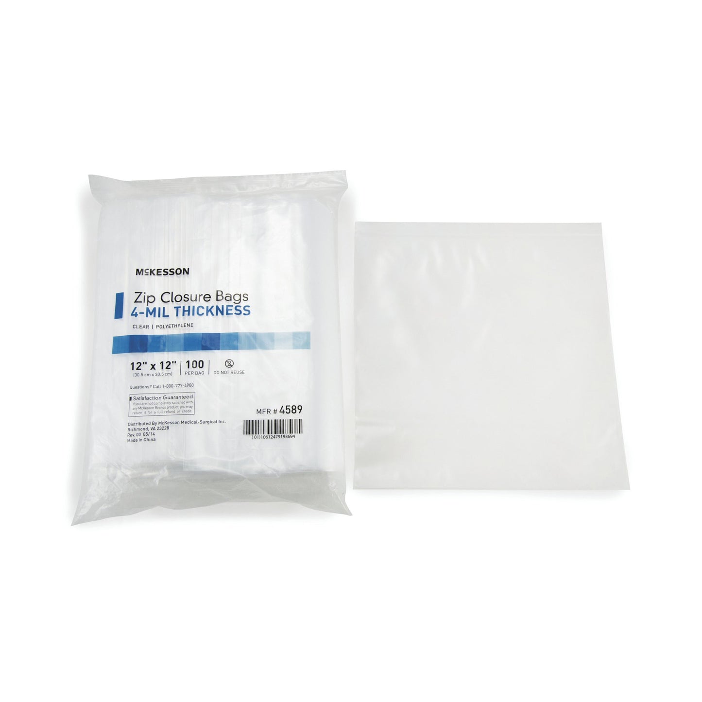 BAG, ZIP LOCK 12X12 (100/BX 10BX/CS)