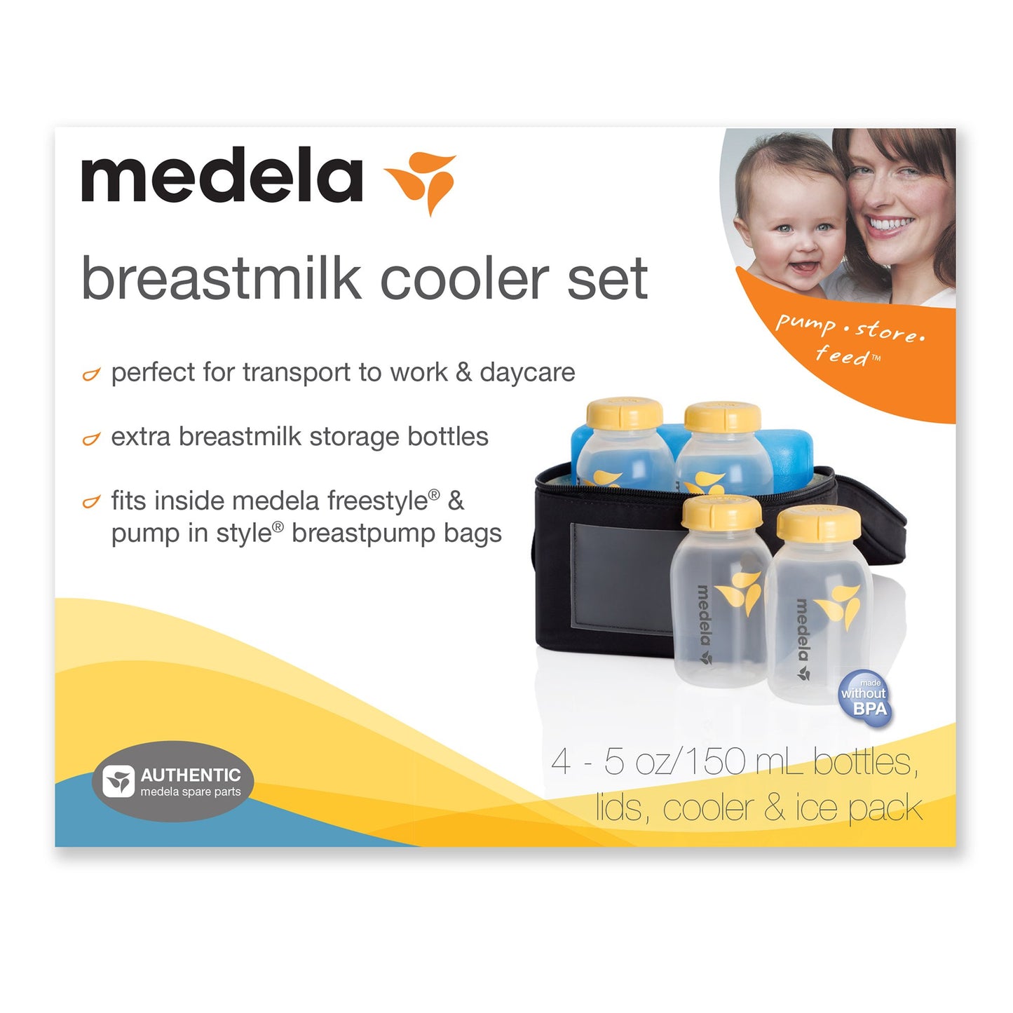 COOLER SET, BREAST MILK MEDELAW/4BOTTLES W/LIDS/ICE PACK