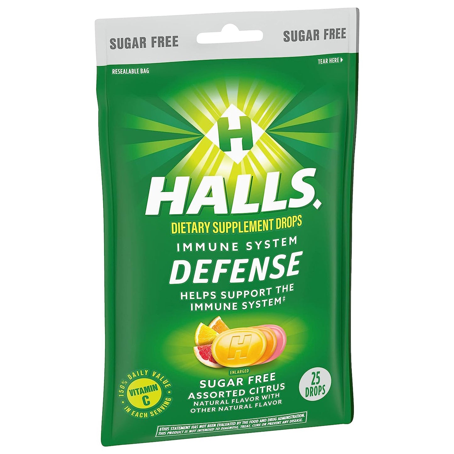 HALLS DEFENSE, DRP SUG/FREE CITRUS (25/BG)