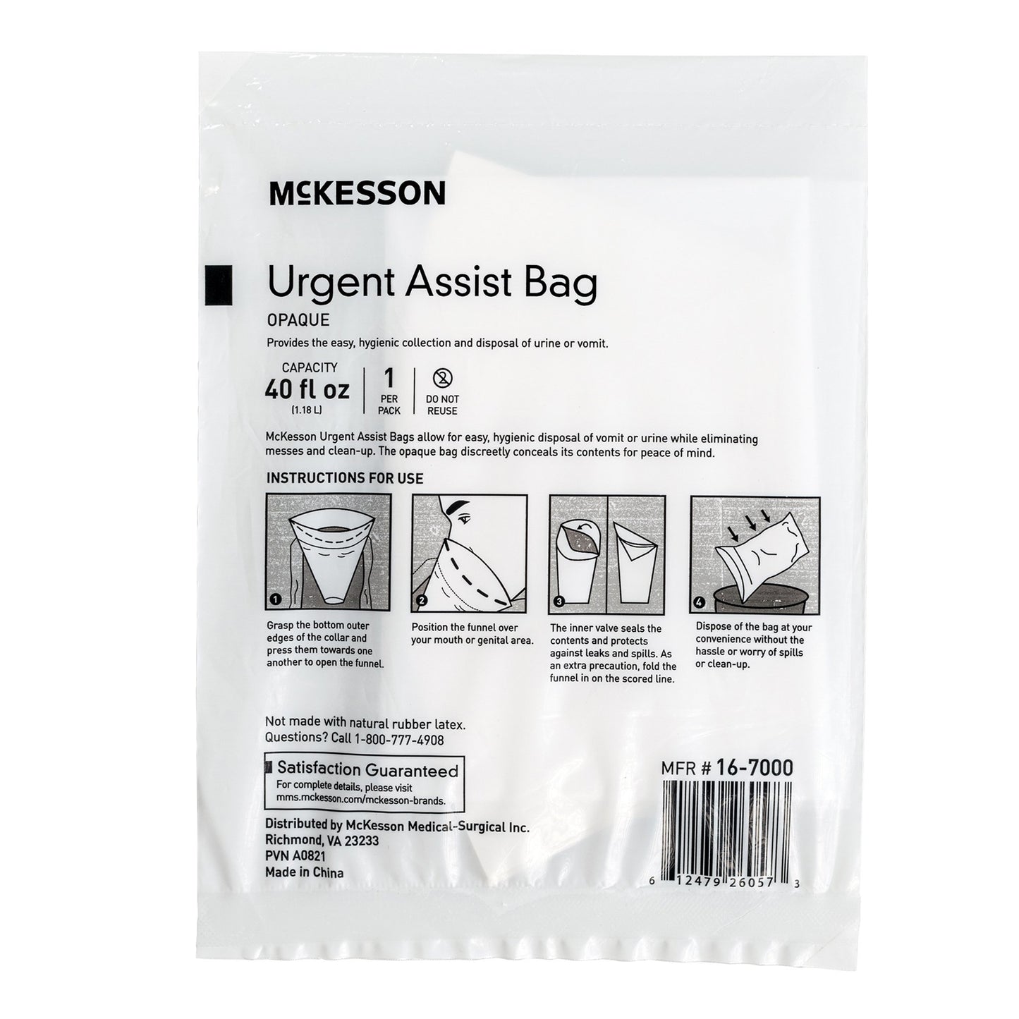 BAG, VOMIT WHT OPAQUE 40OZ (12EA/BG 20BG/CS)