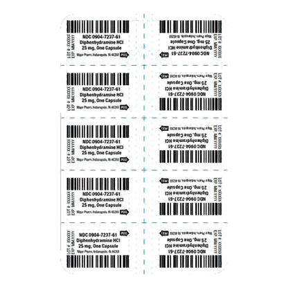 DIPHENHYDRAMINE HCL, CAP 25MG UD (100/BX)
