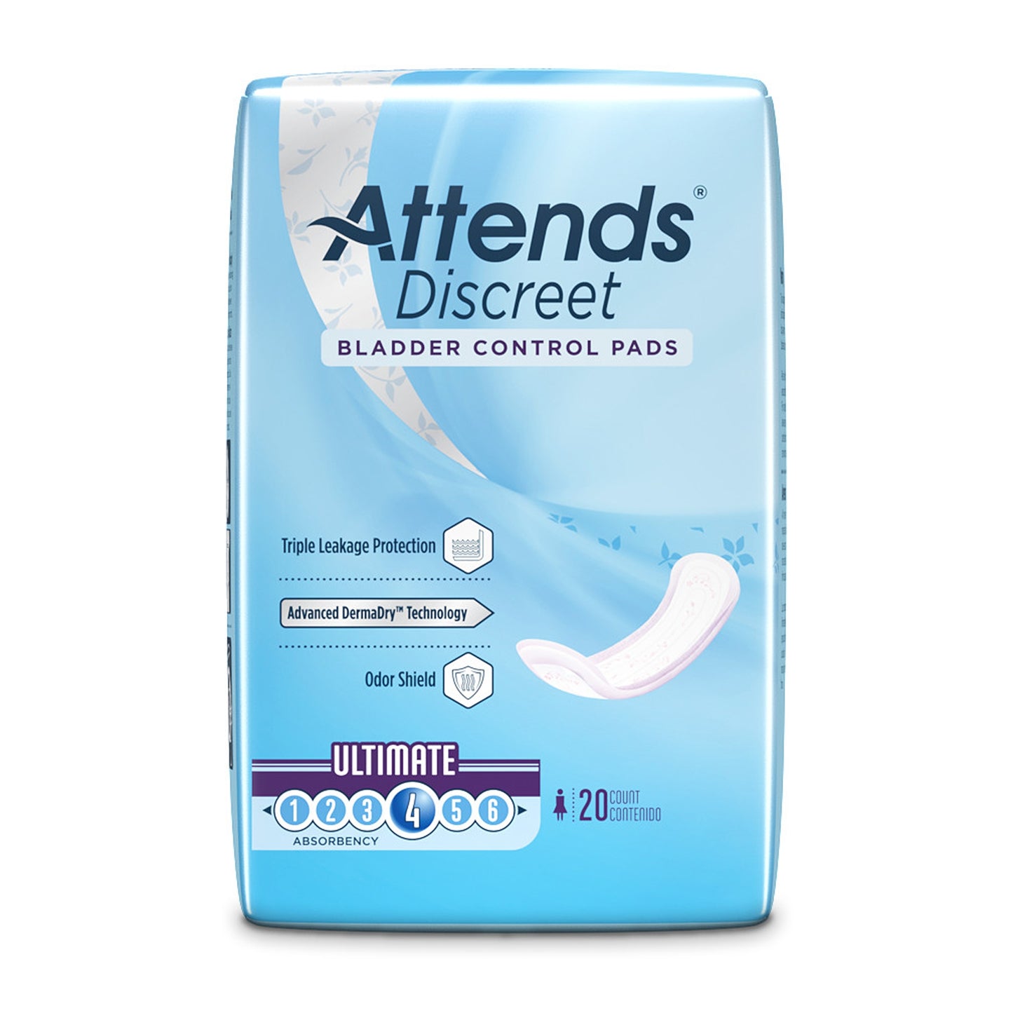 PAD, BLADDER CNTRL ULTIMATE ATTENDS DISCREET (20/BG 10BG/CS)