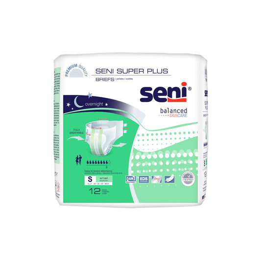 BRIEF, INCONT SENI SUPER PLUS SM 22"-31" (12/PK 4PK/CS)