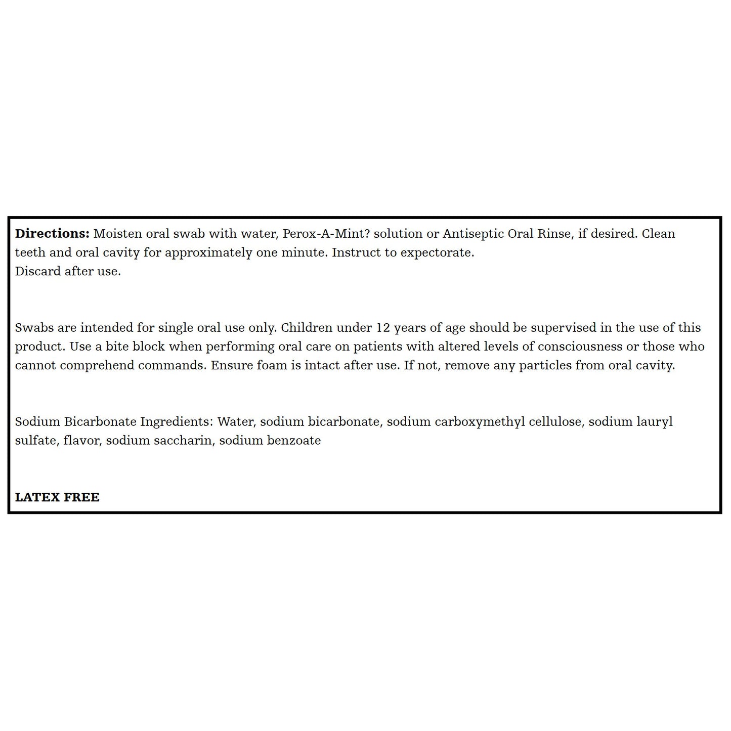 SWAB, ORAL W/ NA BICARB (20PK 50PK/CS)