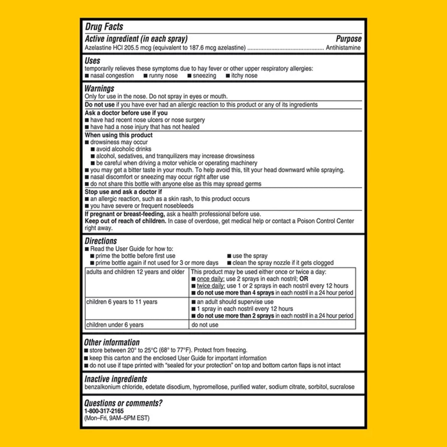 ASTEPRO ALLERGY, SPR NASAL 205.MCG 120METERED SPRAYS