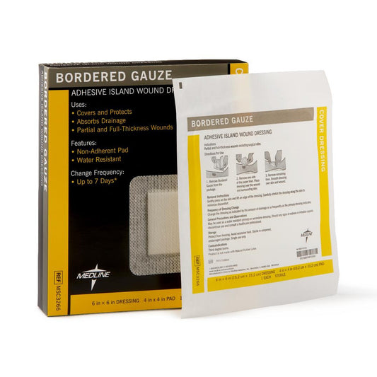 GAUZE, BORDERED STR 6"X6" (15/BX 10BX/CS)