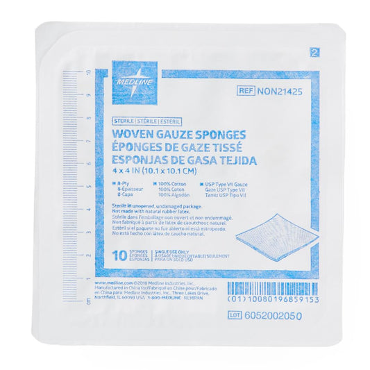 SPONGE, GAUZE 8PLY STR 4"X4" (10/TR 128TR/CS)