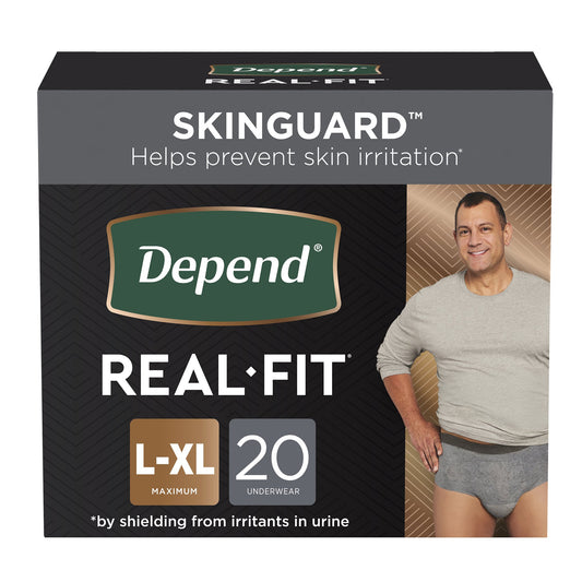 BRIEF, INCONT DEPENDS REAL FITABSRB MENS LG/XLG (20/PK 2PK/