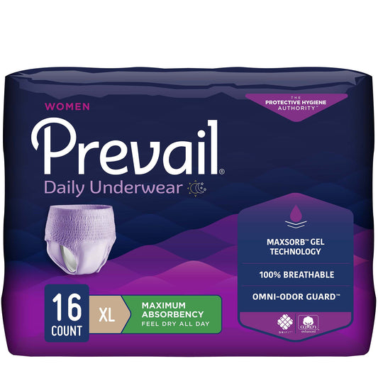 UNDERWEAR, PREVAIL WOMEN 48"-64" XLG (16/BG 4BG/CS)