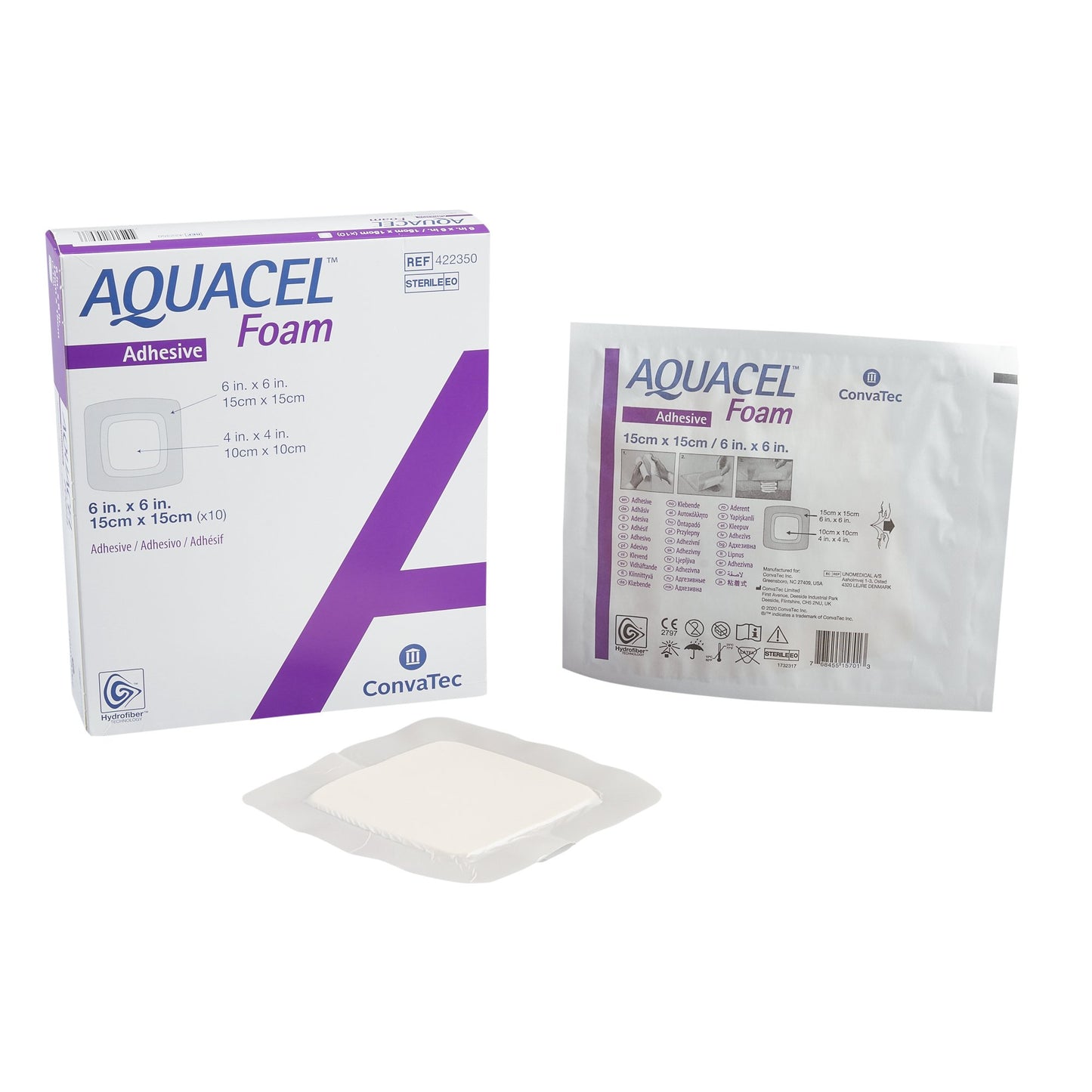 DRESSING, AQUACEL FOAM ADH 6"X6" (10EA/BX)