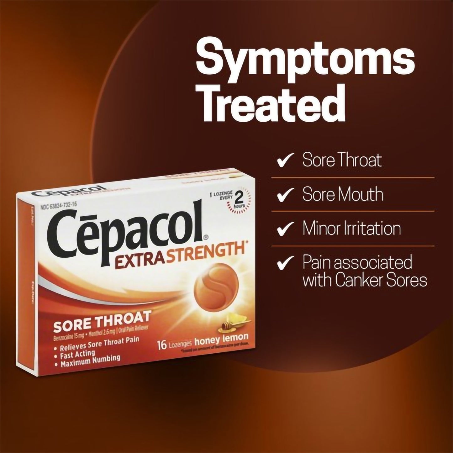CEPACOL, LOZ SORE THROAT MAX HONEY LEMON (16/BX)