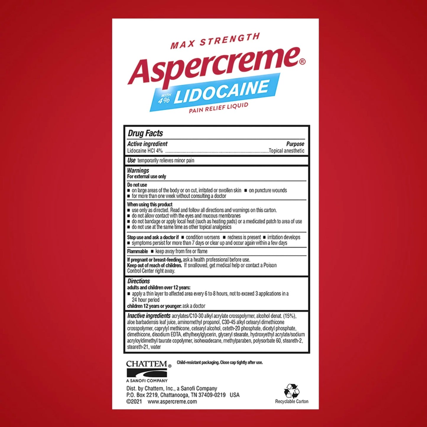 ASPERCREME, LIQ ROLL-ON LIDOCAINE PAIN RELIEF 4% 2.5OZ