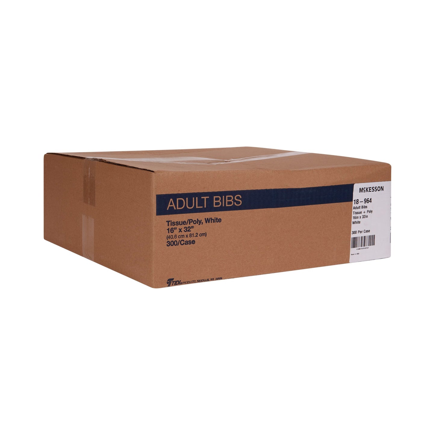 BIB, T/P WHT ADLT 16X32 (300/CS)