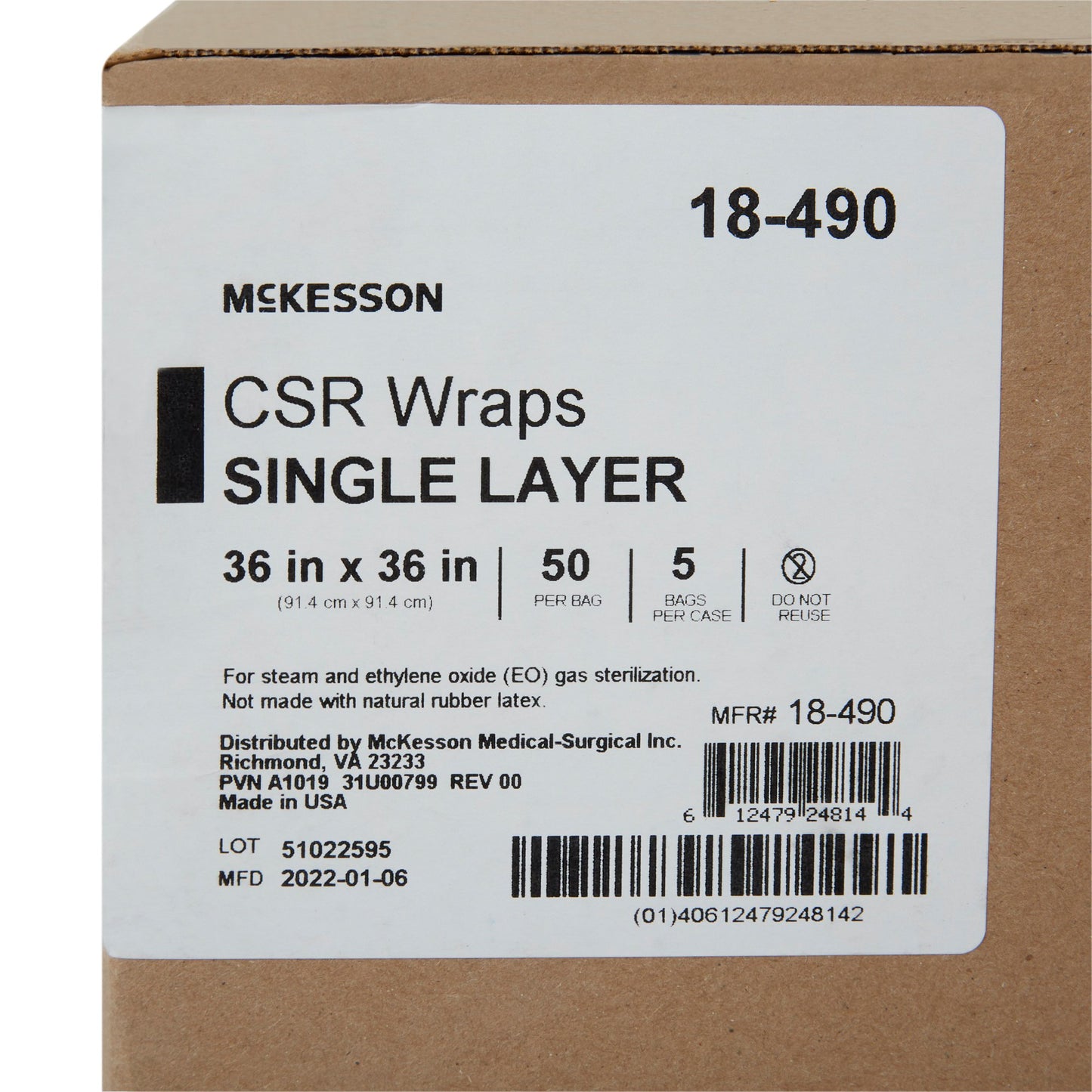 WRAP, CSR 36"X36" (50/BX 5BX/CS)