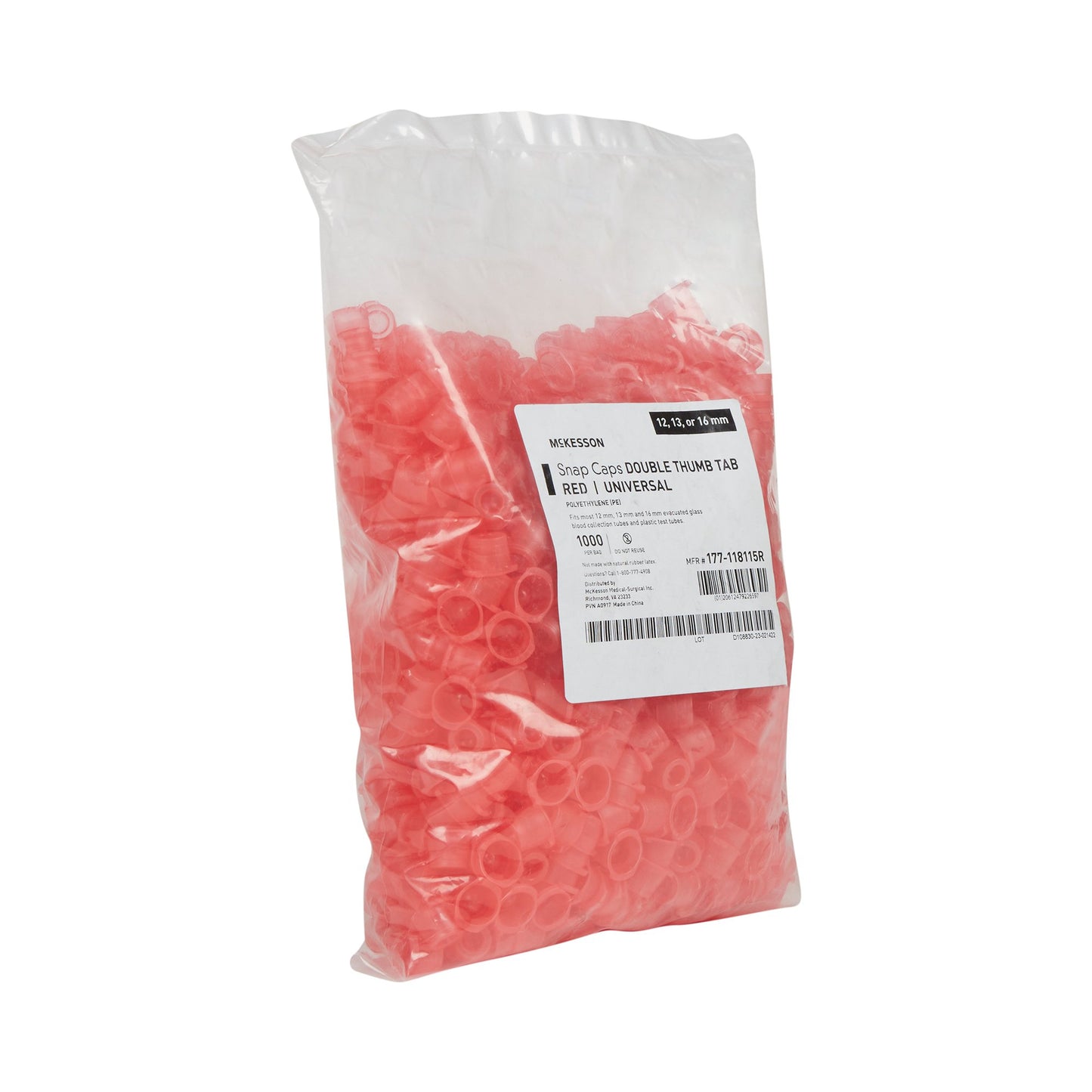 CAP, SNAP UNIV POLY RED (1000/BG)