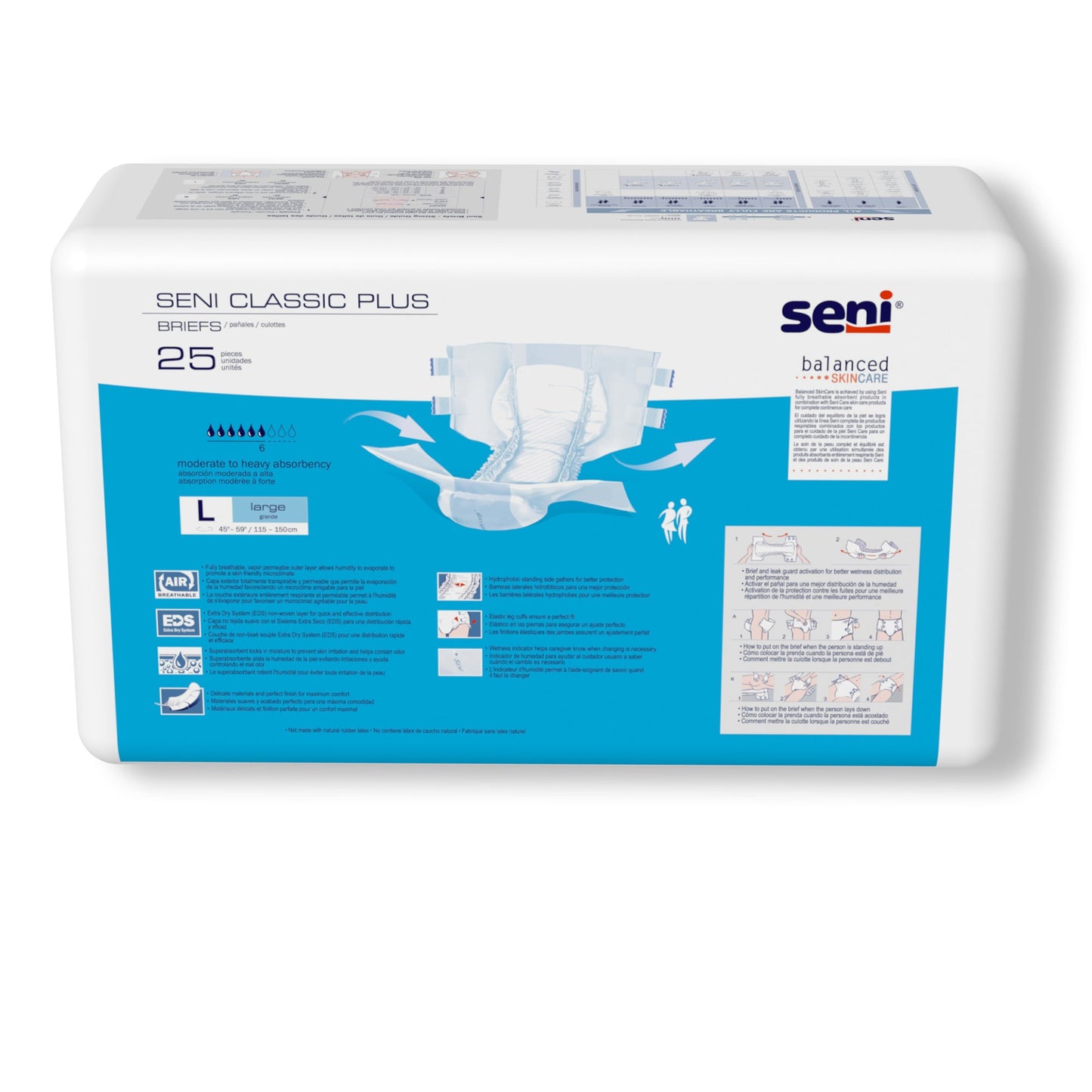 BRIEF, INCONT SENI CLASSIC PLUS LG 45"-59" (25/PK 4PK/CS)