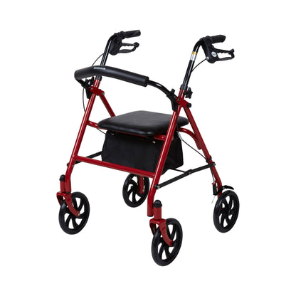 WALKER, ROLLATOR DURA FOLDING STEEL W/7.5" WHLS RED 300LB