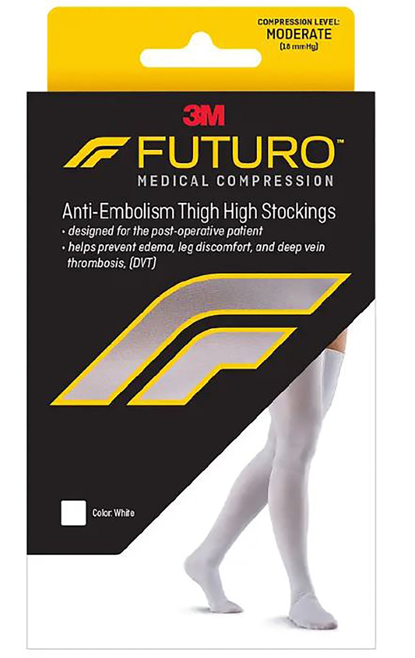 STOCKING, ANTI-EMBOLISM THIGH CLOSED-TOE WHT MED REG (6PR/CS