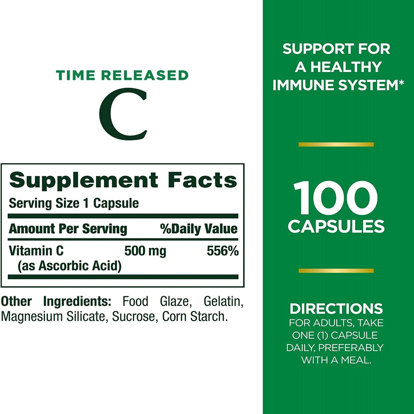 VITAMIN C, CAP NATURES BOUNTY 500MG (100/BT)