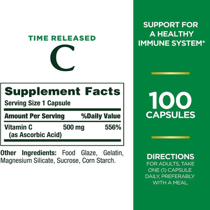 VITAMIN C, CAP NATURES BOUNTY 500MG (100/BT)